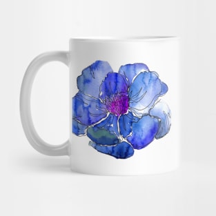 Watercolor peonies pink spring girly blue Mug